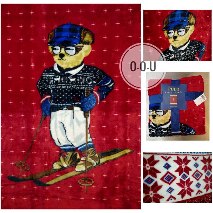 POLO RALPH LAUREN SKI BEAR THROW BLANKET