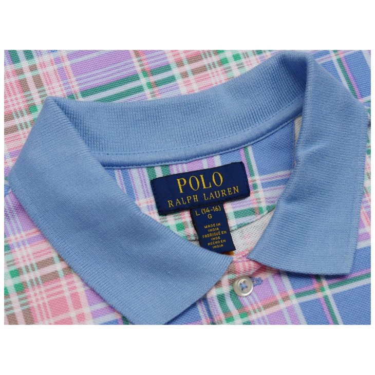POLO RALPH LAUREN BOYS PLAID PRINT COTTON MESH POLO SHIRT