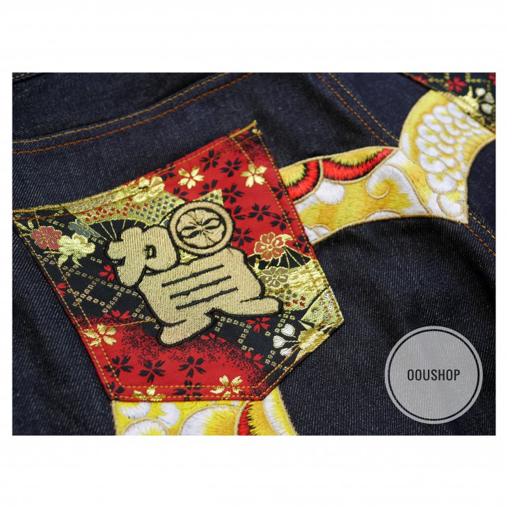 EVISU YEAR OF THE RAT CARROT-FIT  SELVEDGE DENIM JEANS