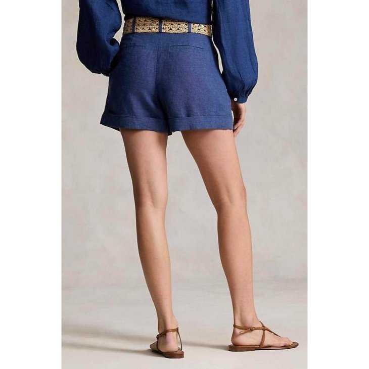 POLO RALPH LAUREN WOMEN PLEATED LINEN SHORT