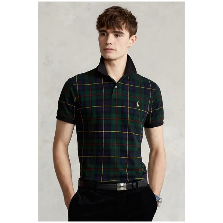 POLO RALPH LAUREN BOYS TARTAN MESH POLO SHIRT
