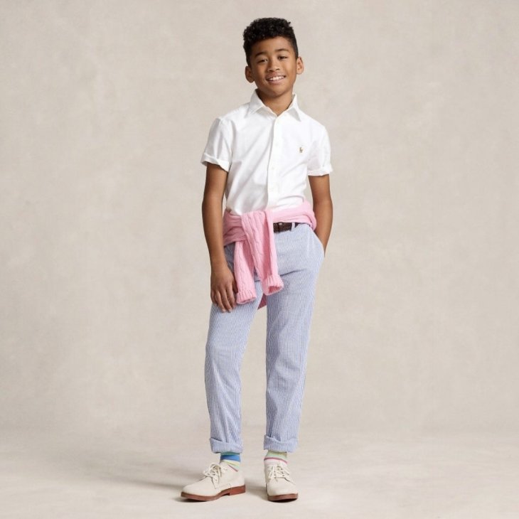 POLO RALPH LAUREN BOYS COTTON OXFORD SHORT SLEEVE SHIRT