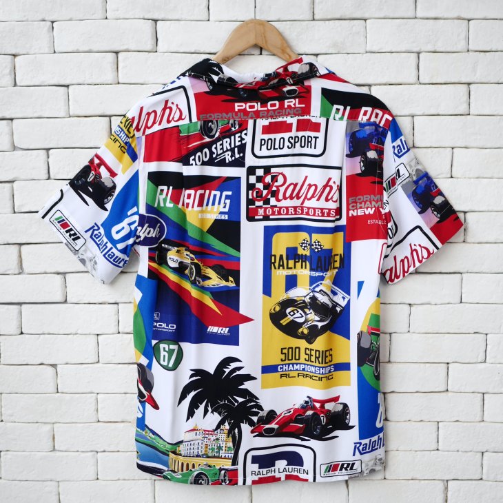 POLO RALPH LAUREN CLASSIC FIT RACING-PRINT CAMP SHIRT