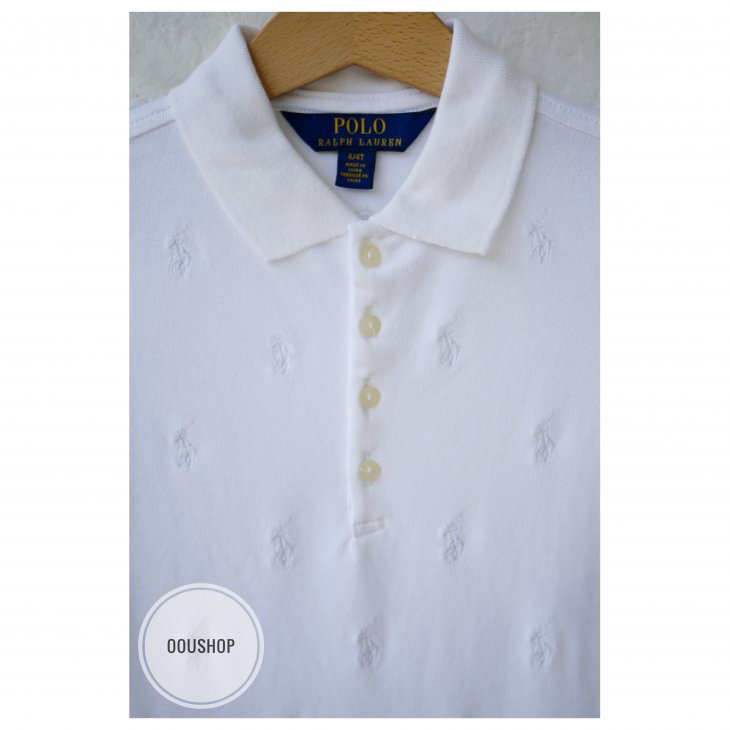 POLO RALPH LAUREN ALLOVER PONY KIDS EYELET STRETCH MESH POLO DRESS