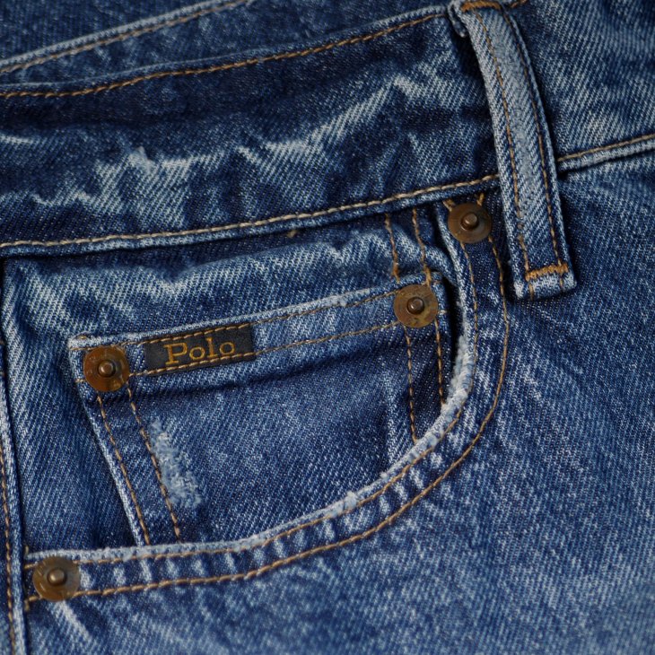 POLO RALPH LAUREN DECONSTRUCTED PATCHWORK DENIM SKIRT