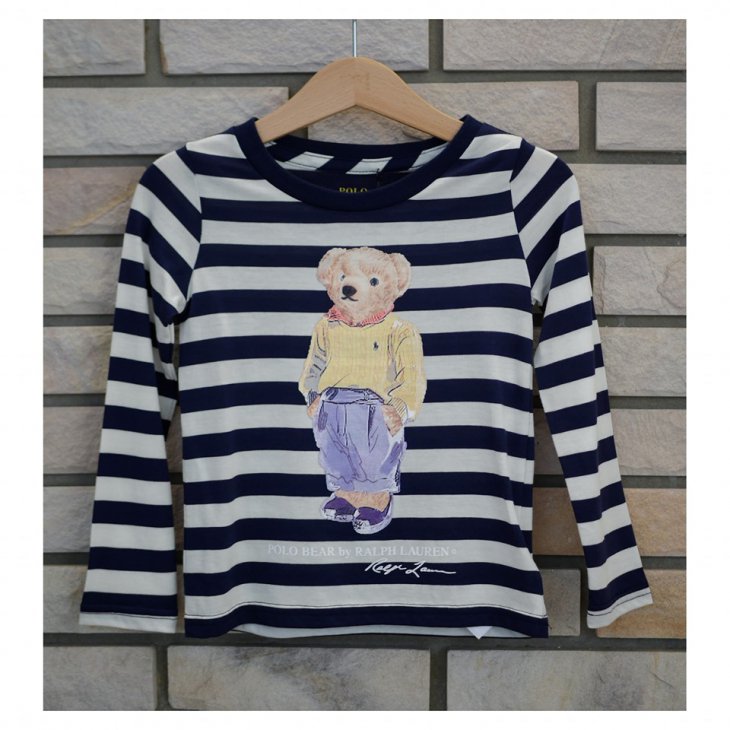 POLO RALPH LAUREN STRIPED POLO BEAR KIDS T-SHIRT