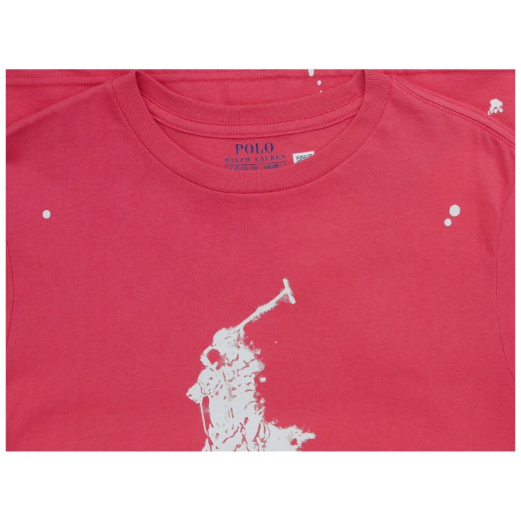 POLO RALPH LAUREN BOYS BIG PONY PAINT-SPLATTER-PRINT COTTON TEE