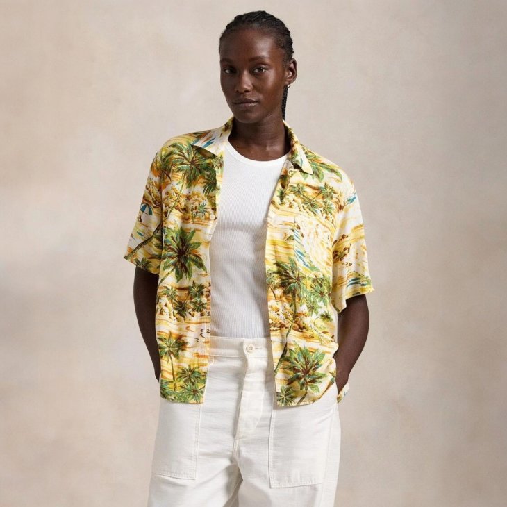 POLO RALPH LAUREN WOMEN TROPICAL-PRINT CAMP SHIRT
