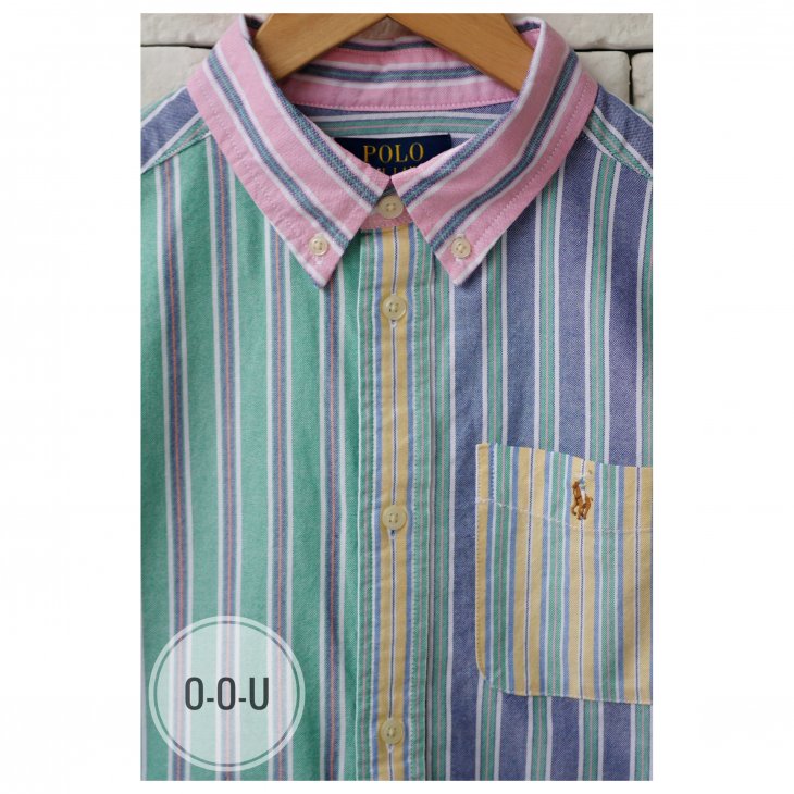 POLO RALPH LAUREN BOYS STRIPED COTTON OXFORD SHORT-SLEEVE SHIRT