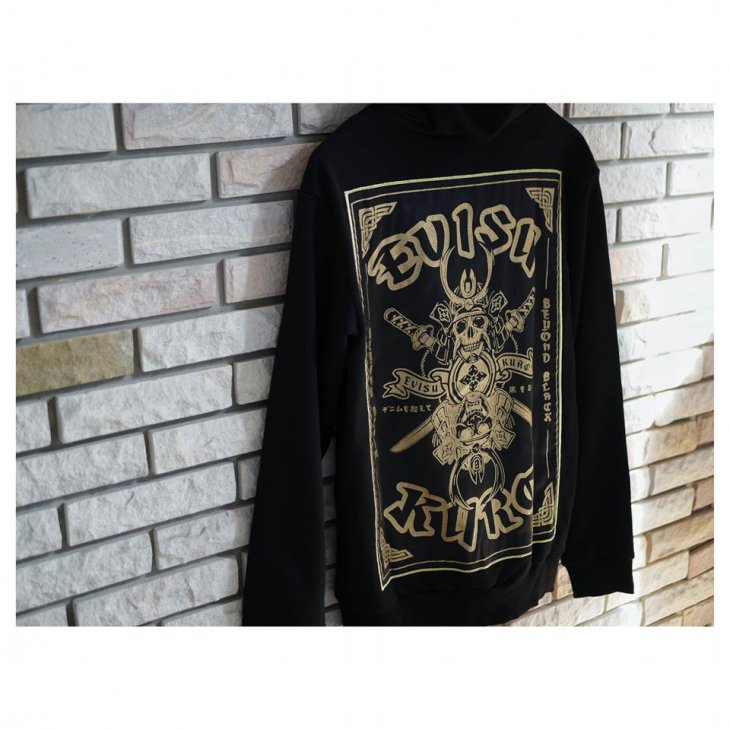 EVISU KURO ZIP-UP HOODIE WITH GLITTER
