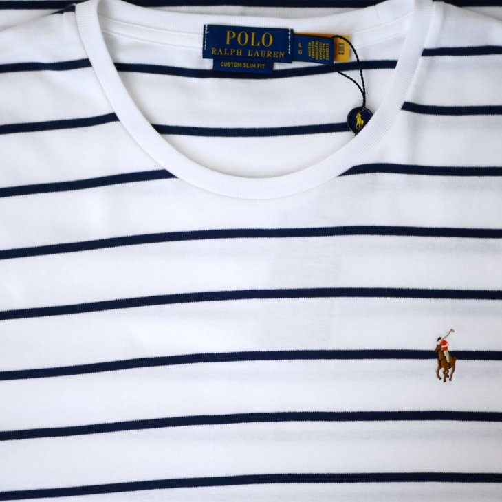 POLO RALPH LAUREN CUSTOM SLIM FIT STRIPED SOFT COTTON T-SHIRT