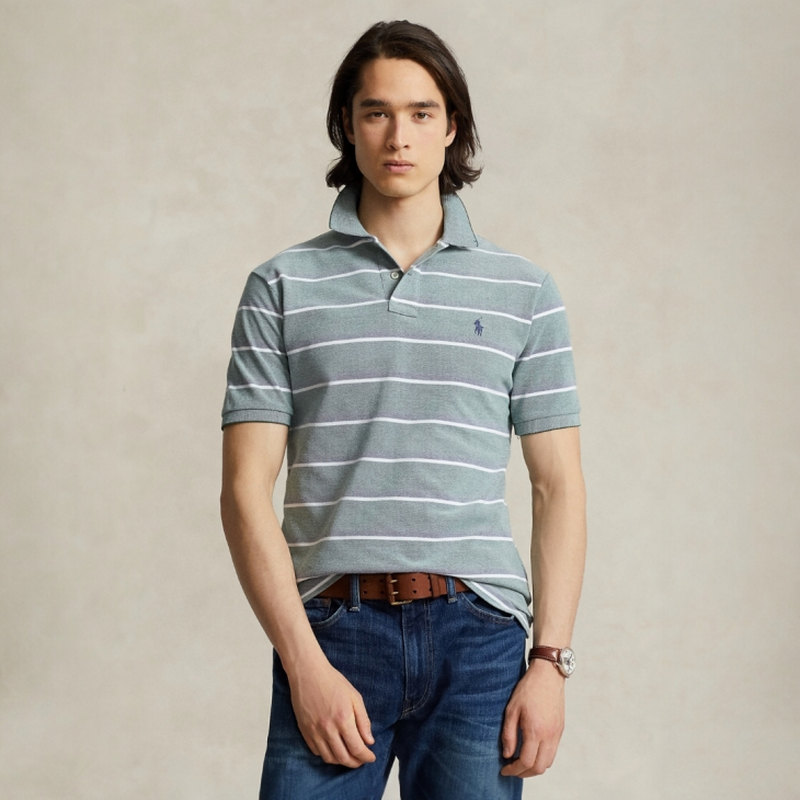 POLO RALPH LAUREN CLASSIC FIT STRIPED MESH POLO SHIRT
