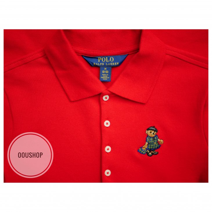POLO RALPH LAUREN POLO BEAR GIRLS STRETCH MESH POLO DRESS
