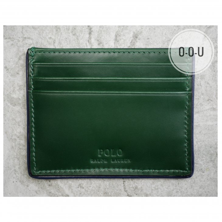 POLO RALPH LAUREN STRIPED LOGO LEATHER CARD CASE