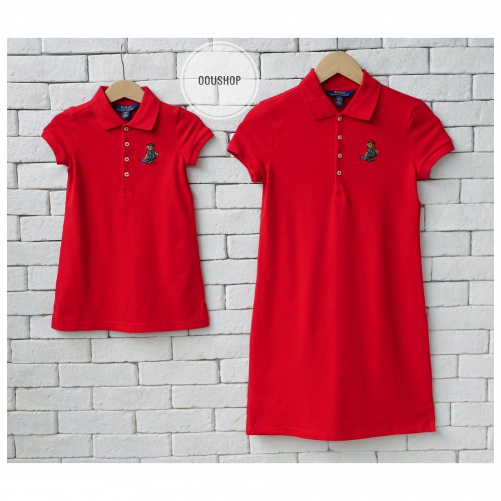 POLO RALPH LAUREN POLO BEAR GIRLS STRETCH MESH POLO DRESS
