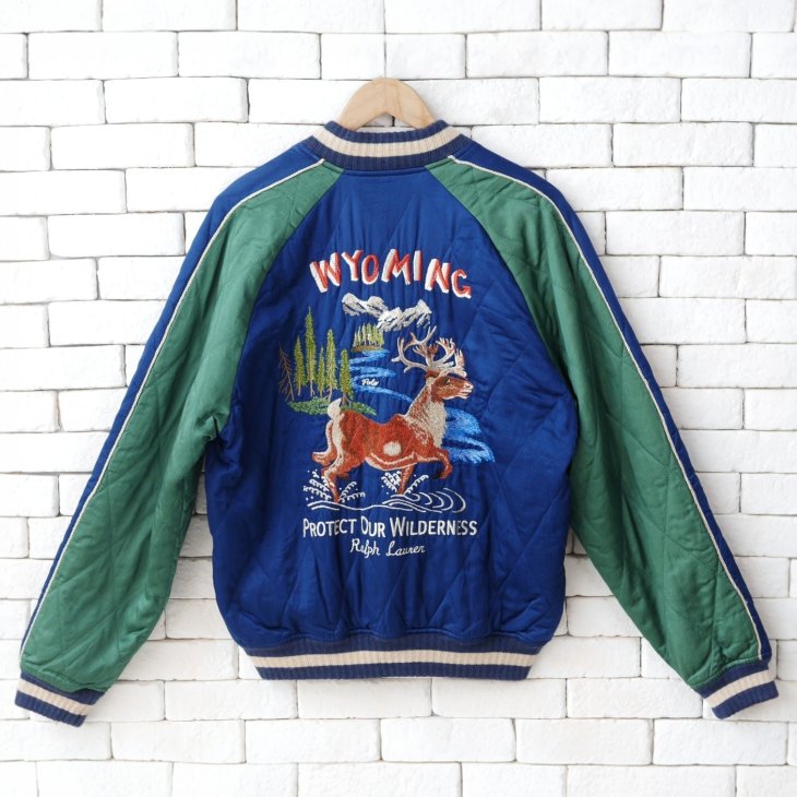 POLO RALPH LAUREN EMBROIDERED SATIN FLIGHT JACKET