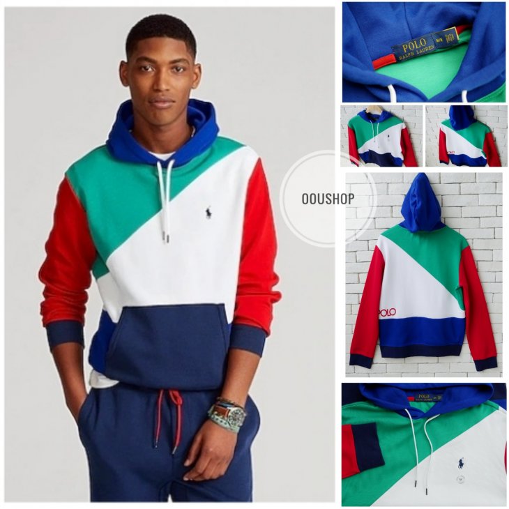 POLO RALPH LAUREN COLOR-BLOCKED DOUBLE-KNIT HOODIE