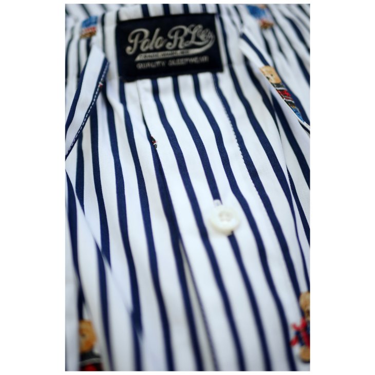 POLO RALPH LAUREN POLO BEAR STRIPED COTTON PYJAMA SET