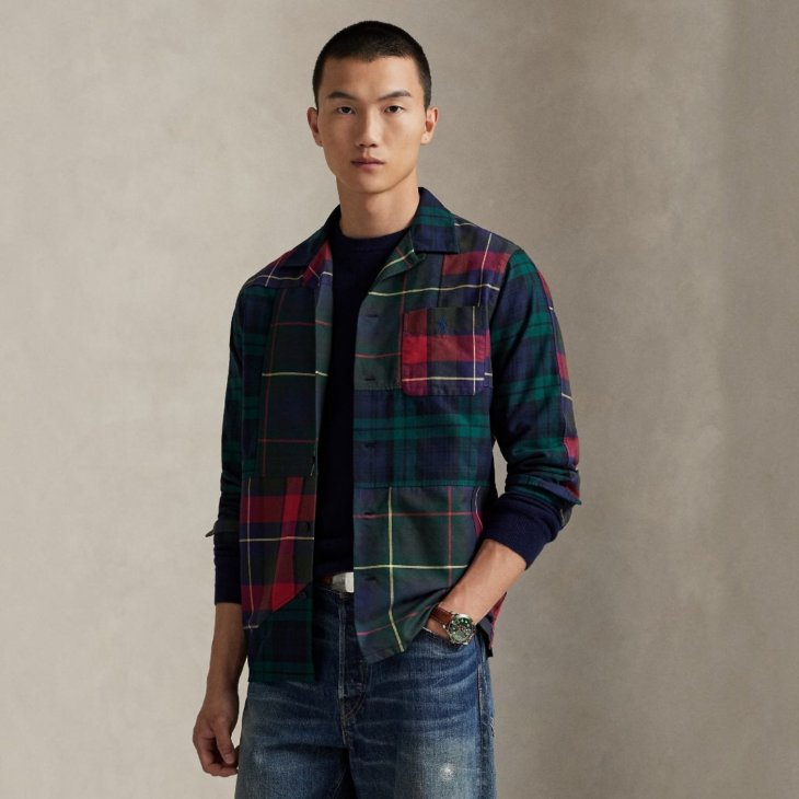 POLO RALPH LAUREN CLASSIC FIT PATCHWORK OXFORD CAMP SHIRT