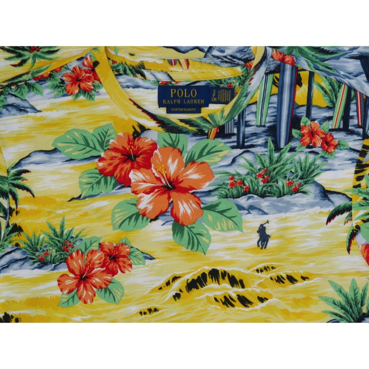POLO RALPH LAUREN CUSTOM SLIM FIT BEACH-PRINT JERSEY T-SHIRT