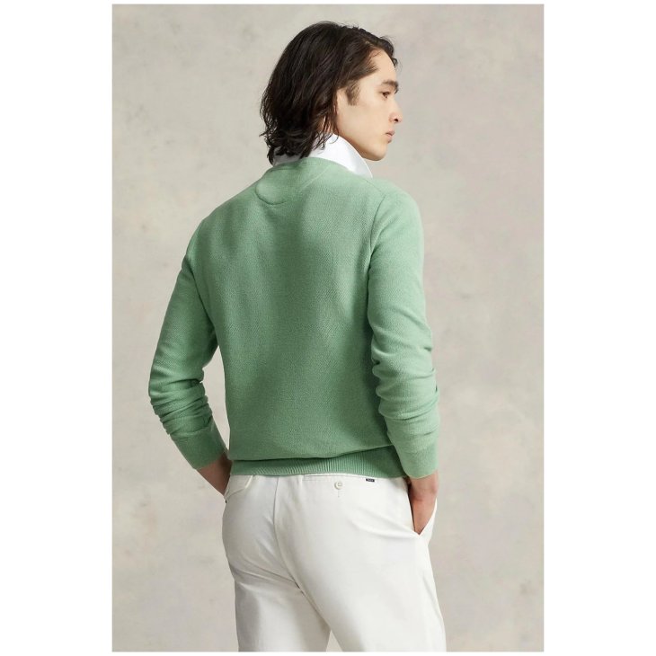 POLO RALPH LAUREN MESH KNIT COTTON CREWNECK SWEATER