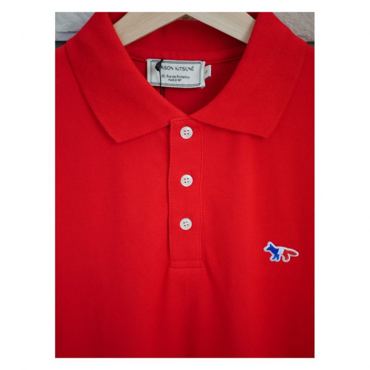 MAISON KITSUNE POLO TRICOLOR FOX PATCH