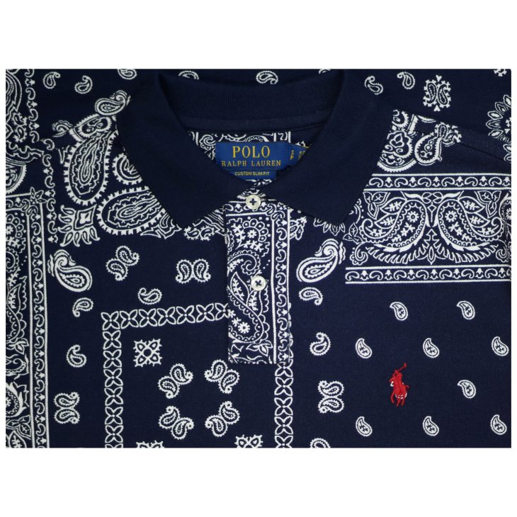 POLO RALPH LAUREN CUSTOM SLIM FIT BANDANA PRINT POLO SHIRT