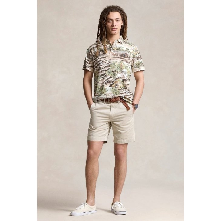 POLO RALPH LAUREN CLASSIC FIT BEACH-PRINT MESH POLO SHIRT