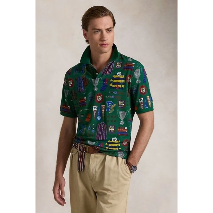 POLO RALPH LAUREN CLASSIC FIT GRAPHIC MESH POLO SHIRT