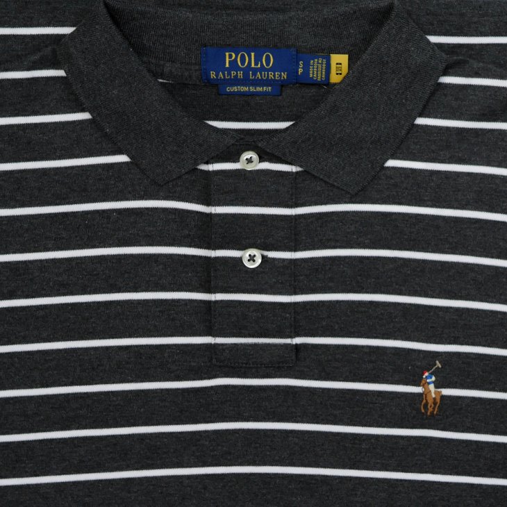 POLO RALPH LAUREN CUSTOM SLIM FIT STRIPED SOFT COTTON POLO SHIRT