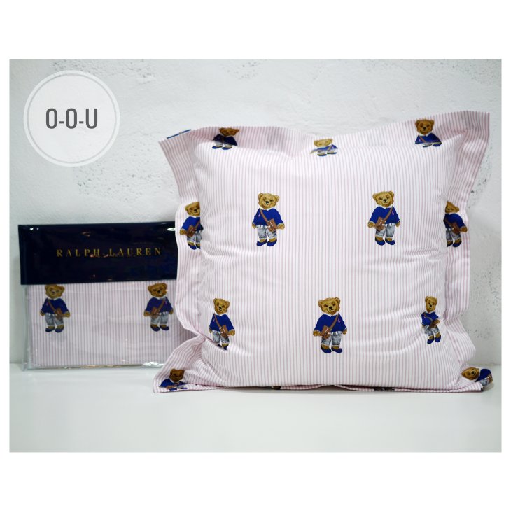 POLO RALPH LAUREN TEDDY BEAR PILLOWCASE COVER PINK STRIPE
