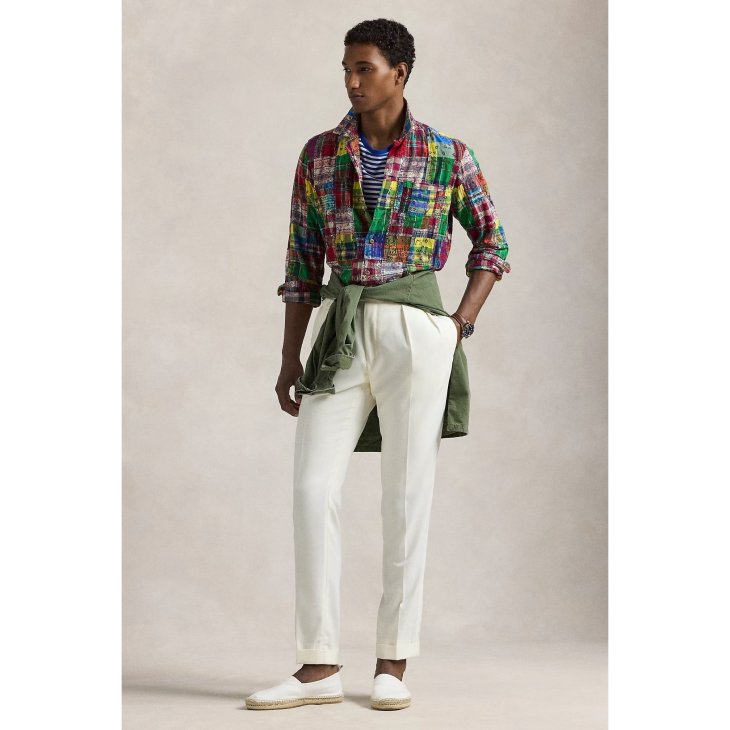 POLO RALPH LAUREN CLASSIC FIT PATCHWORK MADRAS CAMP SHIRT