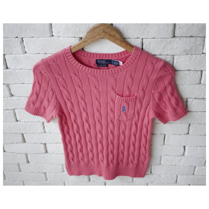 ️POLO RALPH LAUREN WOMEN CABLE-KNIT COTTON SHORT-SLEEVE SWEATER