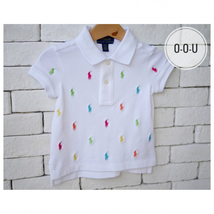 POLO RALPH LAUREN ALLOVER PONY KIDS COTTON MESH POLO SHIRT