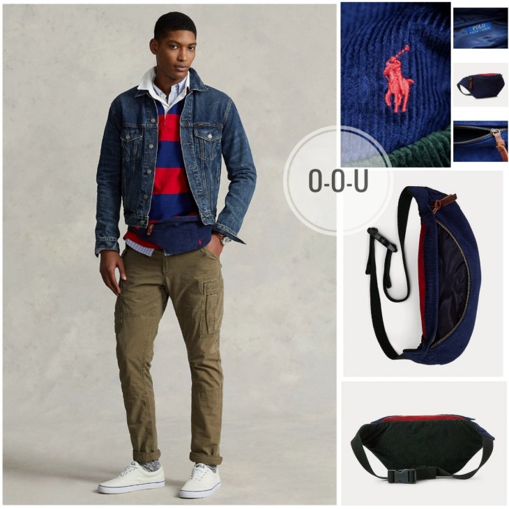 POLO RALPH LAUREN COLOR BLOCKED CORDUROY WAIST PACK