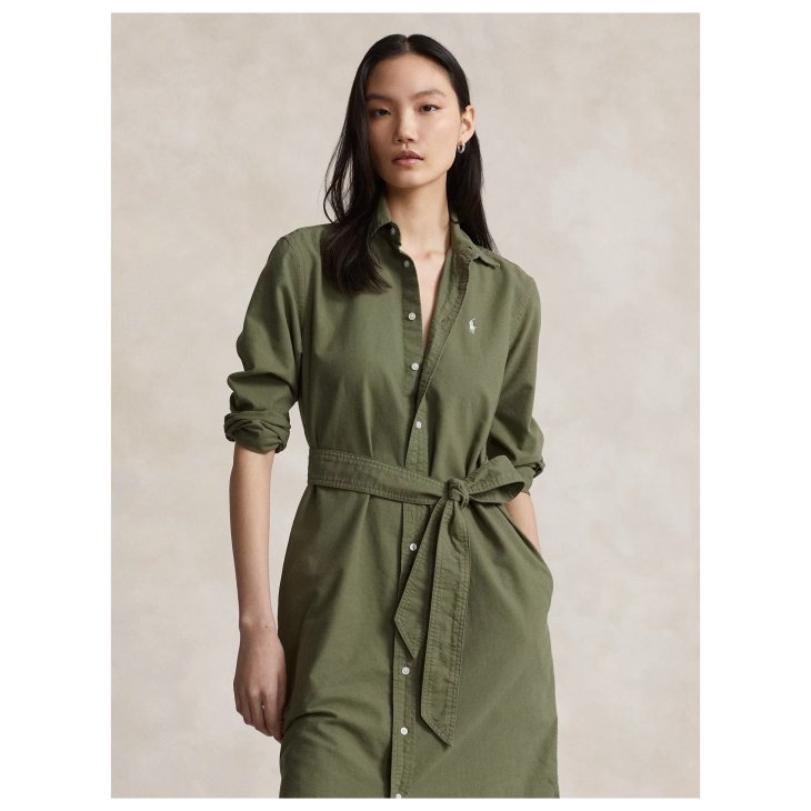 POLO RALPH LAUREN BELTED COTTON OXFORD SHIRTDRESS