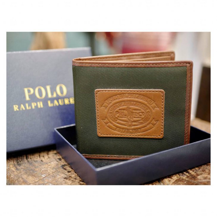 POLO RALPH LAUREN MEN\'S BROWN PEBBLE LEATHER WALLET