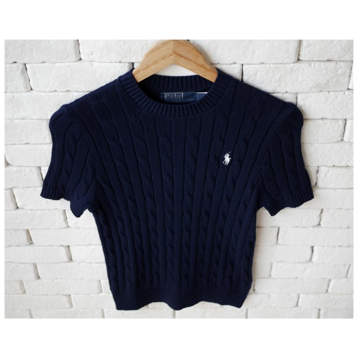 POLO RALPH LAUREN WOMEN COTTON CABLE SHORT SLEEVE JUMPER
