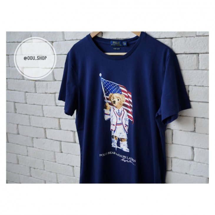 POLO RALPH LAUREN FLAG BEAR COTTON T-SHIRT