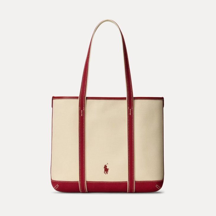 POLO RALPH LAUREN POLO BEAR CANVAS SMALL SHOPPER TOTE BAG