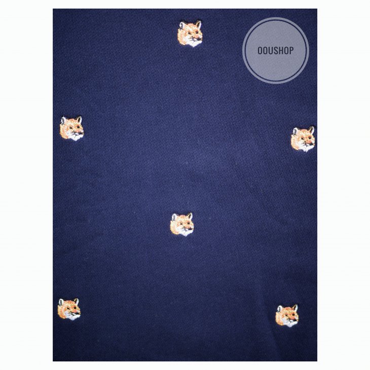 MAISON KITSUNÉ ALL-OVER FOX HEAD EMBROIDERY CREW SWEAT