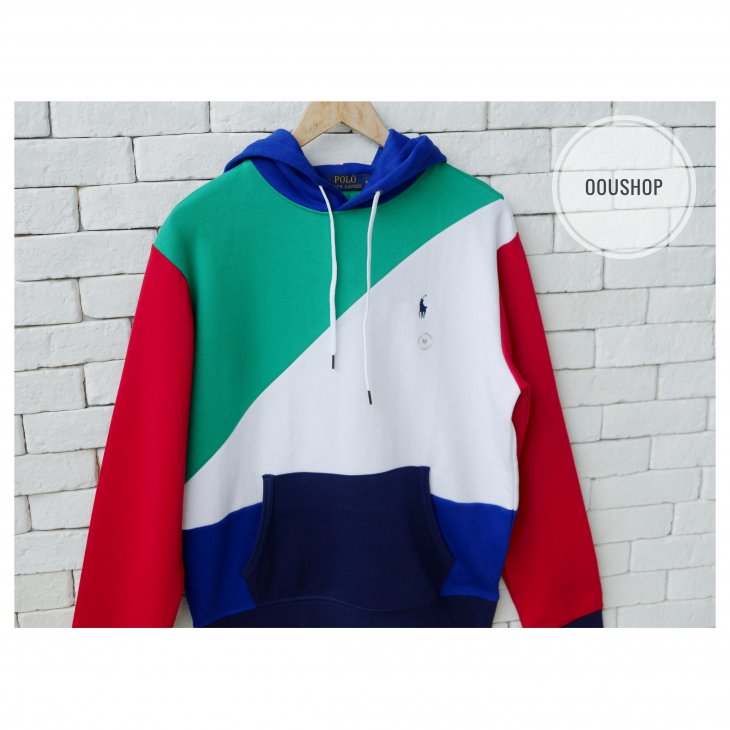 POLO RALPH LAUREN COLOR-BLOCKED DOUBLE-KNIT HOODIE