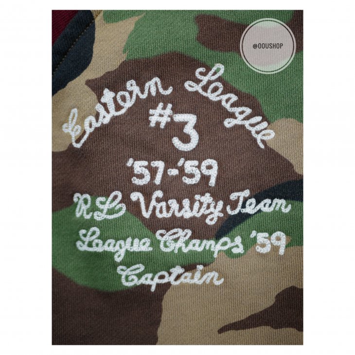 POLO RALPH LAUREN TIGERS MILITARY CAMO PATCHWORK LETTERMAN BASEBALL JACKET