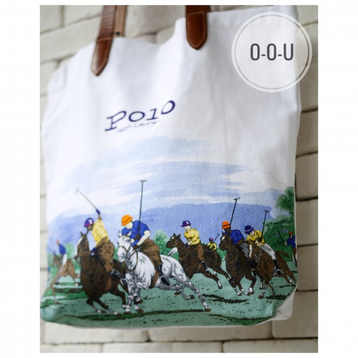 POLO RALPH LAUREN EQUESTRIAN-PRINT TWILL SHOPPER TOTE