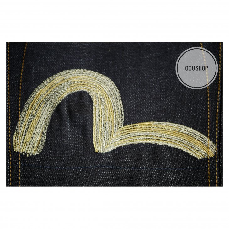 EVISU GOLD SEAGULL EMBROIDERED DENIM SHORTS