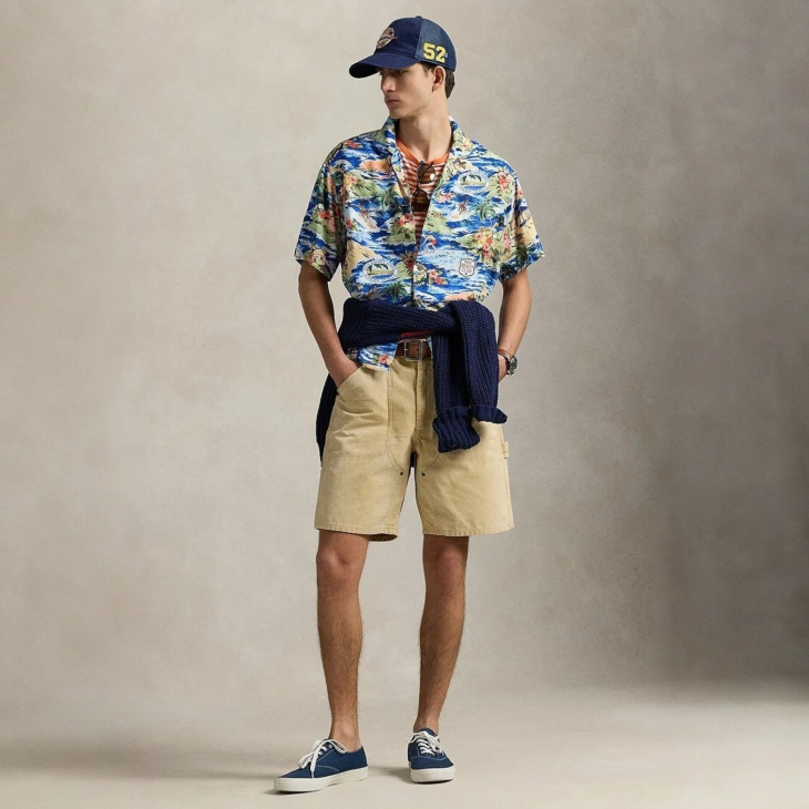 POLO RALPH LAUREN CLASSIC FIT BEACH-PRINT CAMP SHIRT