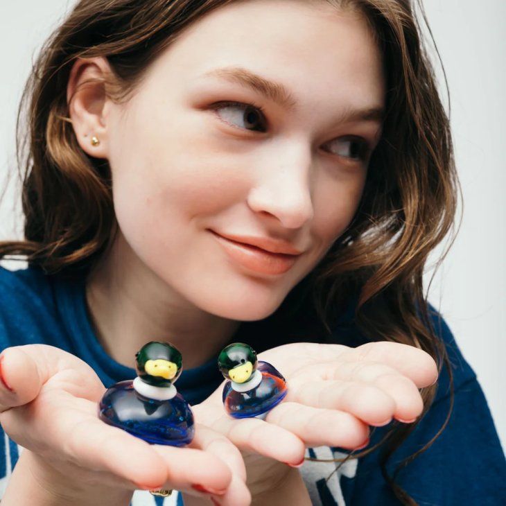 HUMAN MADE DUCK PAIR GLASS FIGURINE