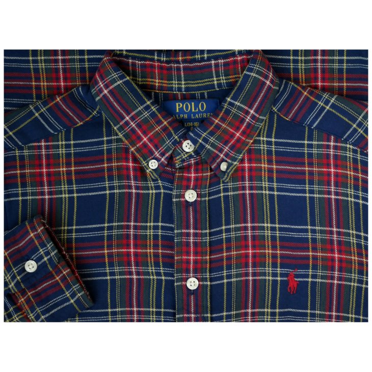 POLO RALPH LAUREN BOYS BUFFALO CHECK DOUBLE FACED COTTON SHIRT