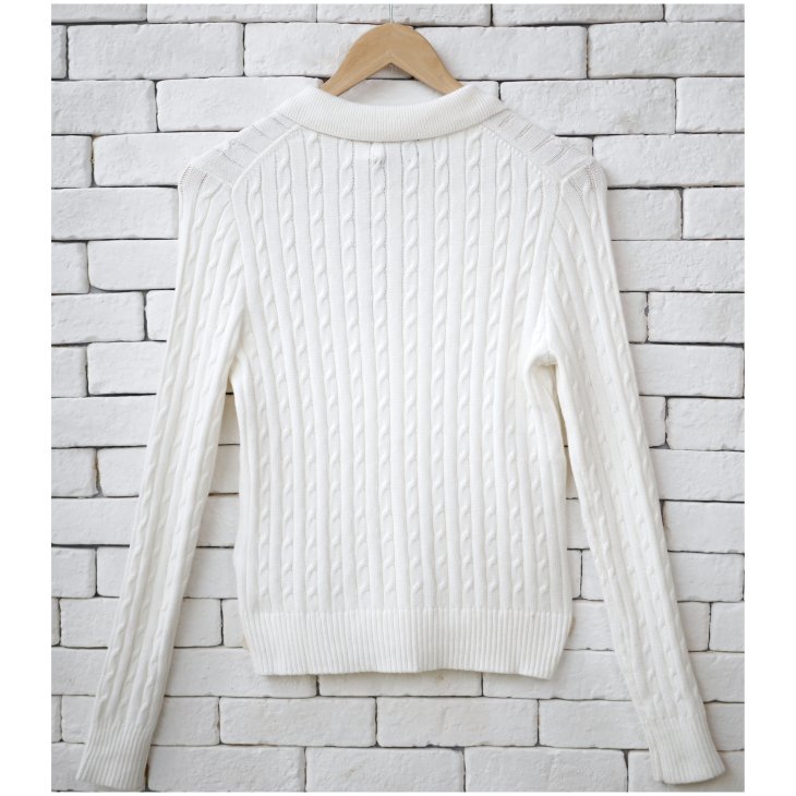 POLO RALPH LAUREN CABLE KNIT COTTON POLO CARDIGAN