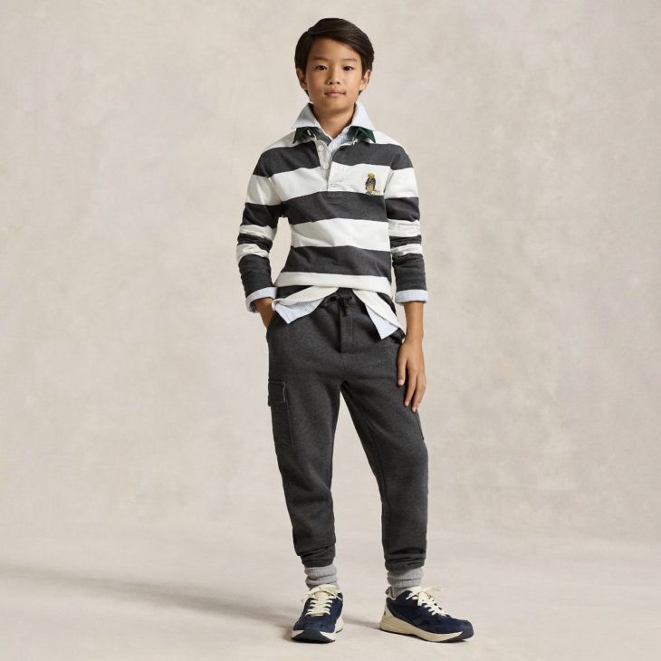POLO RALPH LAUREN BOYS POLO BEAR COTTON RUGBY SHIRT